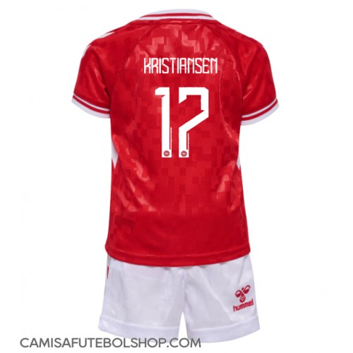 Camisa de time de futebol Dinamarca Victor Kristiansen #17 Replicas 1º Equipamento Infantil Europeu 2024 Manga Curta (+ Calças curtas)